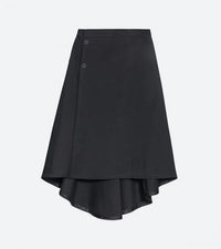 Asymmetric Button-Detail Midi Skirt