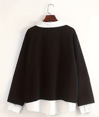 Mock Layered Two-Tone Collared Sweatshirt
