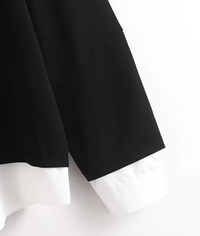 Mock Layered Two-Tone Collared Sweatshirt