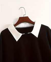 Mock Layered Two-Tone Collared Sweatshirt